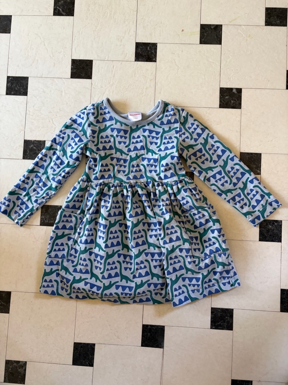 Hanna Andersson Blue & Teal Long-Sleeve Patterned Knit Dress